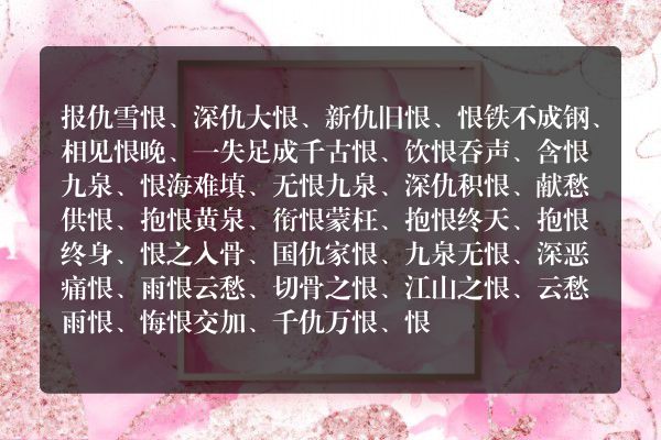 恨有什么成语成语