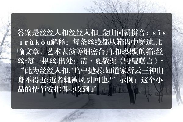 一个扣子四根线成语